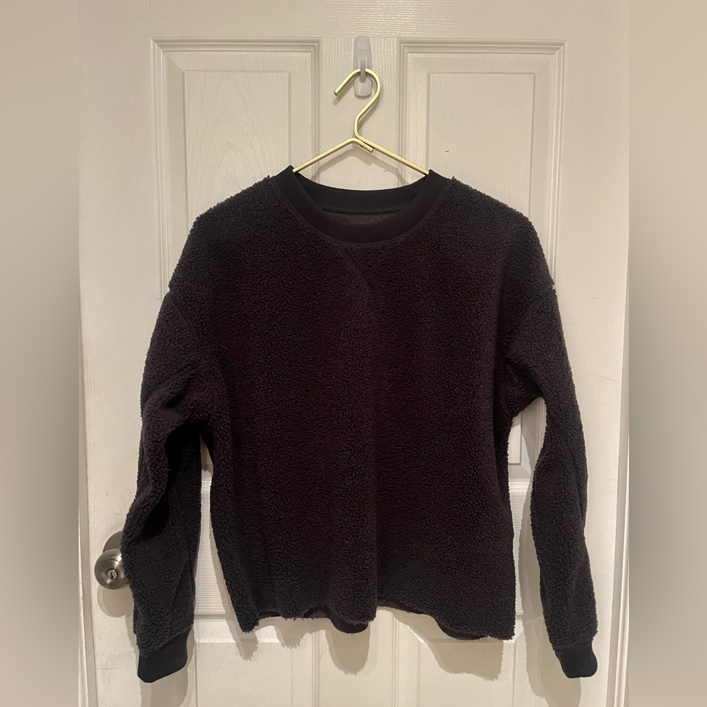 Nwot American Eagle Fleece Sherpa Oversized Sweater Pullover Size Small Blk Gray
